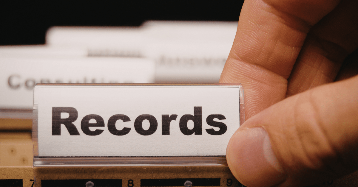 Image of filing marked with 'records'