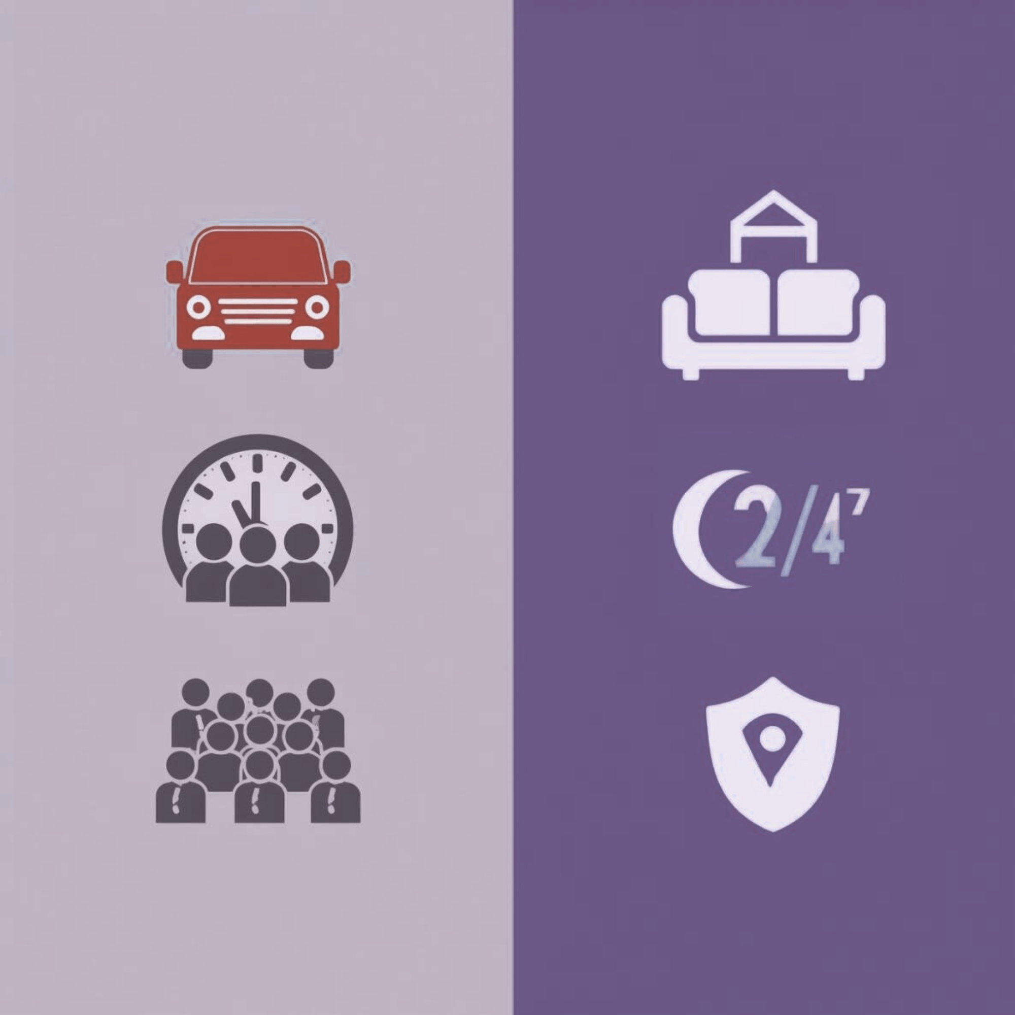 Infographic showing traditional stressful negatives on one side: traffic, scheduling and exams halls versus the modern alternatives: anxiety reducing, available 24/7 and safe and secure.