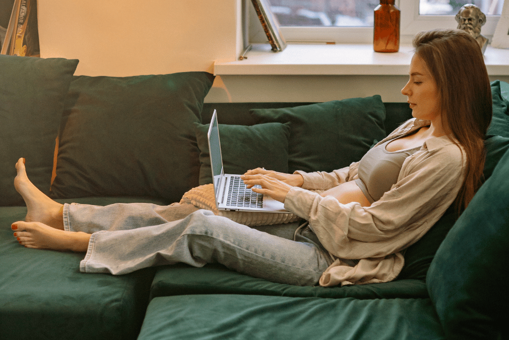 Relaxed candidate taking the test at home